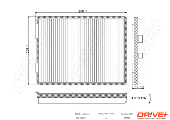 Filtre, air de l'habitacle Dr!ve+ DP1110.12.0190