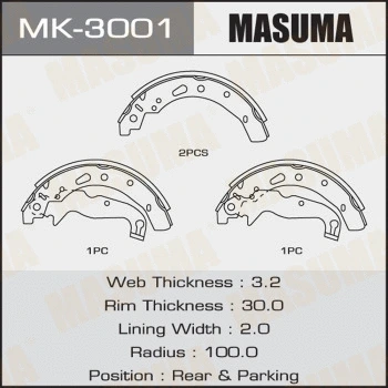 Jeu de mâchoires de frein MASUMA MK-3001
