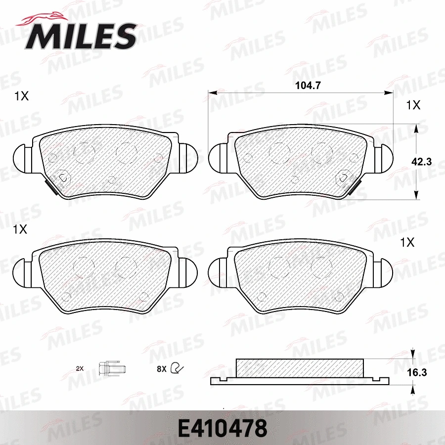 Kit de plaquettes de frein, frein à disque MILES E410478