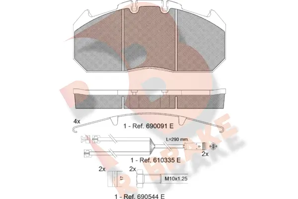 Kit de plaquettes de frein, frein à disque R BRAKE RB1405-120
