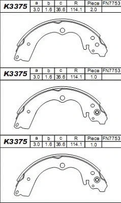 Jeu de mâchoires de frein ASIMCO K3375