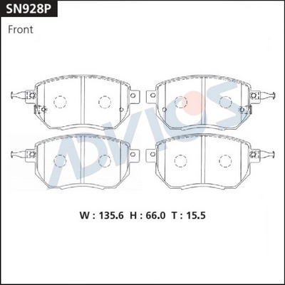 Kit de plaquettes de frein, frein à disque ADVICS SN928P