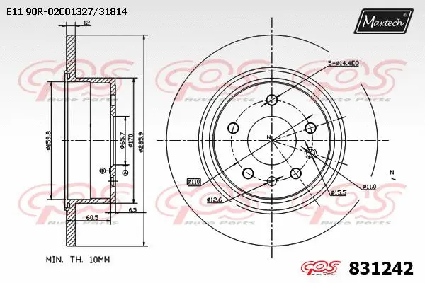 Disque de frein MAXTECH 831242