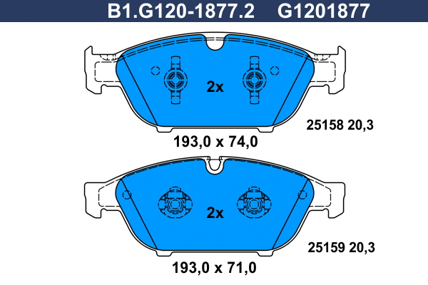 Kit de plaquettes de frein, frein à disque GALFER B1.G120-1877.2