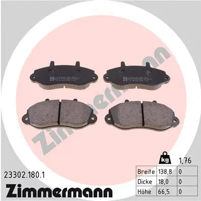 Kit de plaquettes de frein, frein à disque ZIMMERMANN 23302.180.1