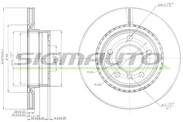 Disque de frein SIGMAUTO DBB549V