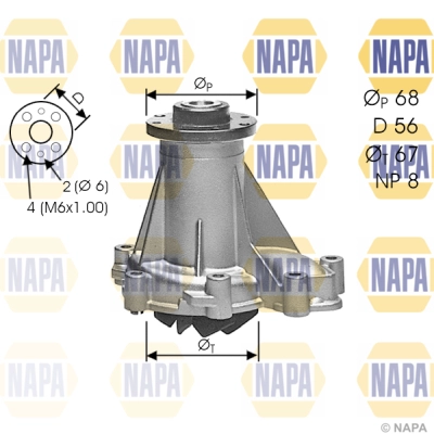 Pompe à eau, refroidissement du moteur NAPA NWP1303
