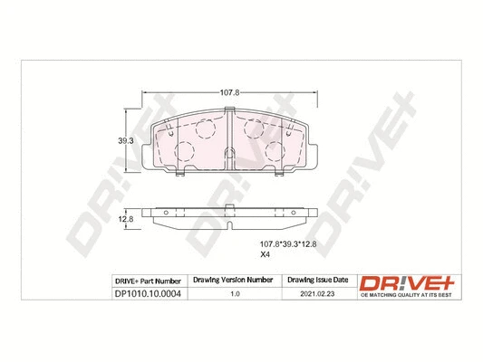 Kit de plaquettes de frein, frein à disque Dr!ve+ DP1010.10.0004