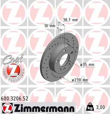 Disque de frein ZIMMERMANN 600.3206.52