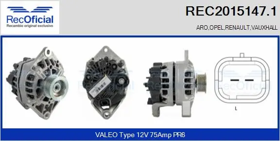 Alternateur RECOFICIAL REC2015147.1