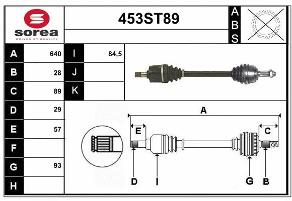 Arbre de transmission STARTCAR 453ST89