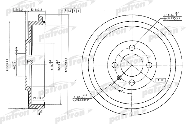 Tambour de frein PATRON PDR1615