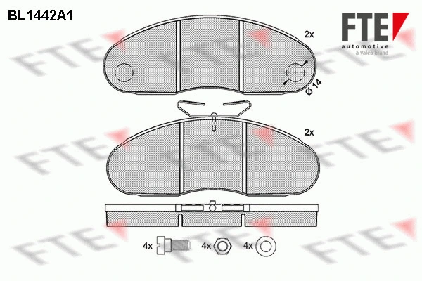 Kit de plaquettes de frein, frein à disque FTE 9500014