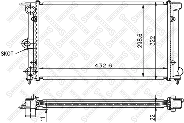 Radiateur, refroidissement du moteur STELLOX 10-25002-SX