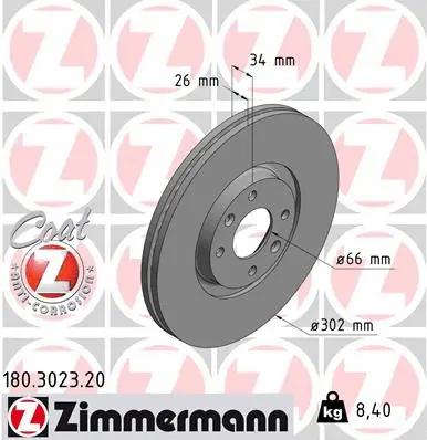 Disque de frein ZIMMERMANN 180.3023.20