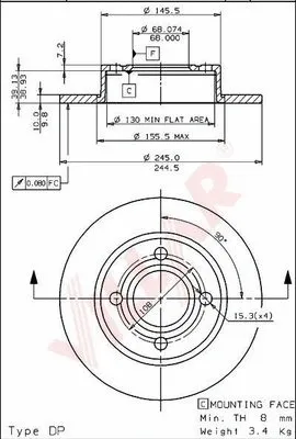 Disque de frein VILLAR 628.2127