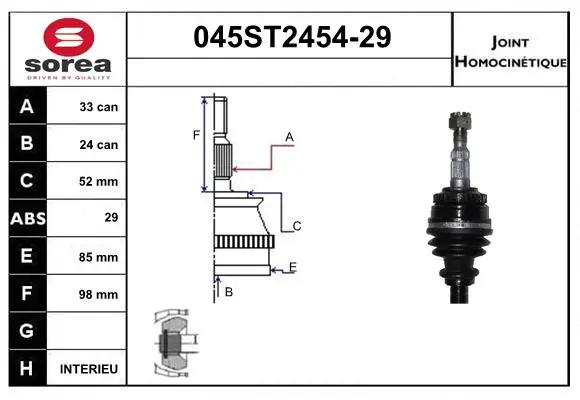 Jeu de joints, arbre de transmission STARTCAR 045ST2454-29