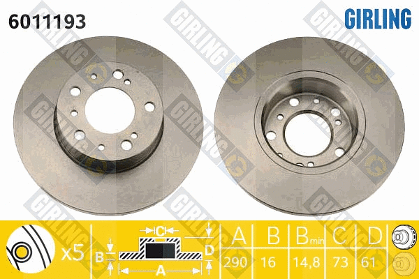 Disque de frein GIRLING 6011193