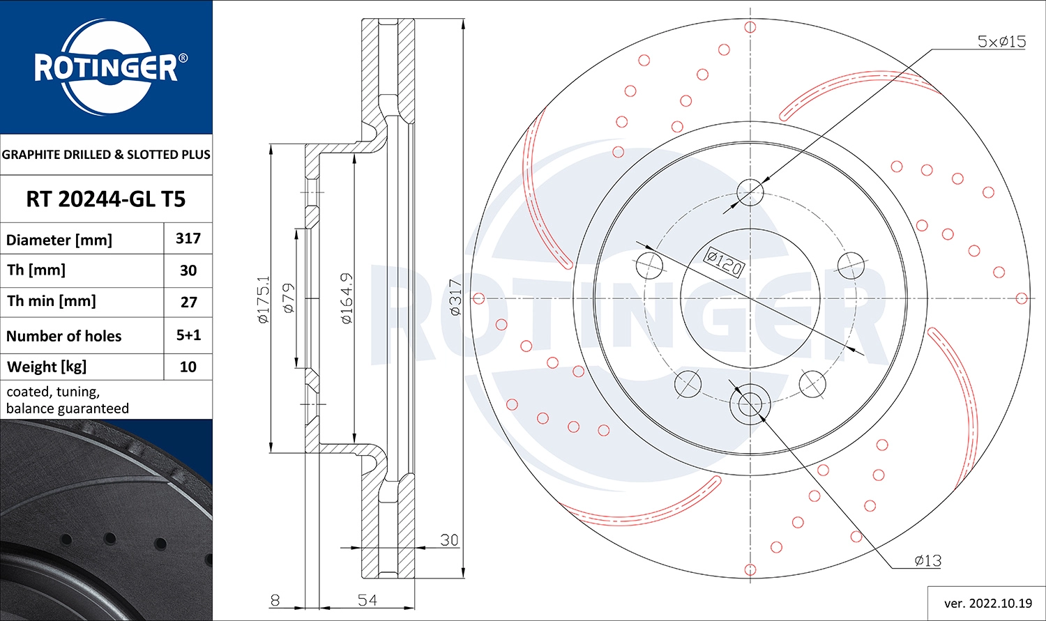 Disque de frein ROTINGER RT 20244-GL T5