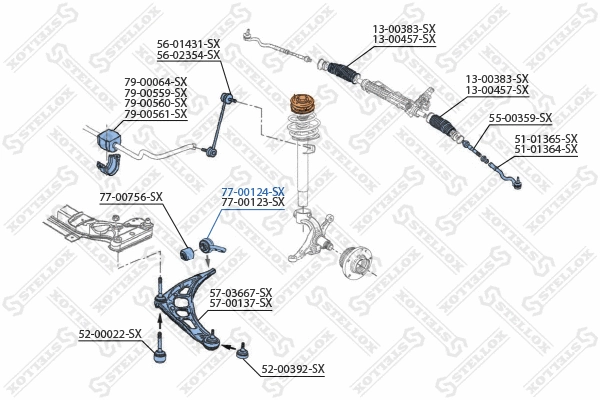 Suspension, bras de liaison STELLOX 77-00124-SX