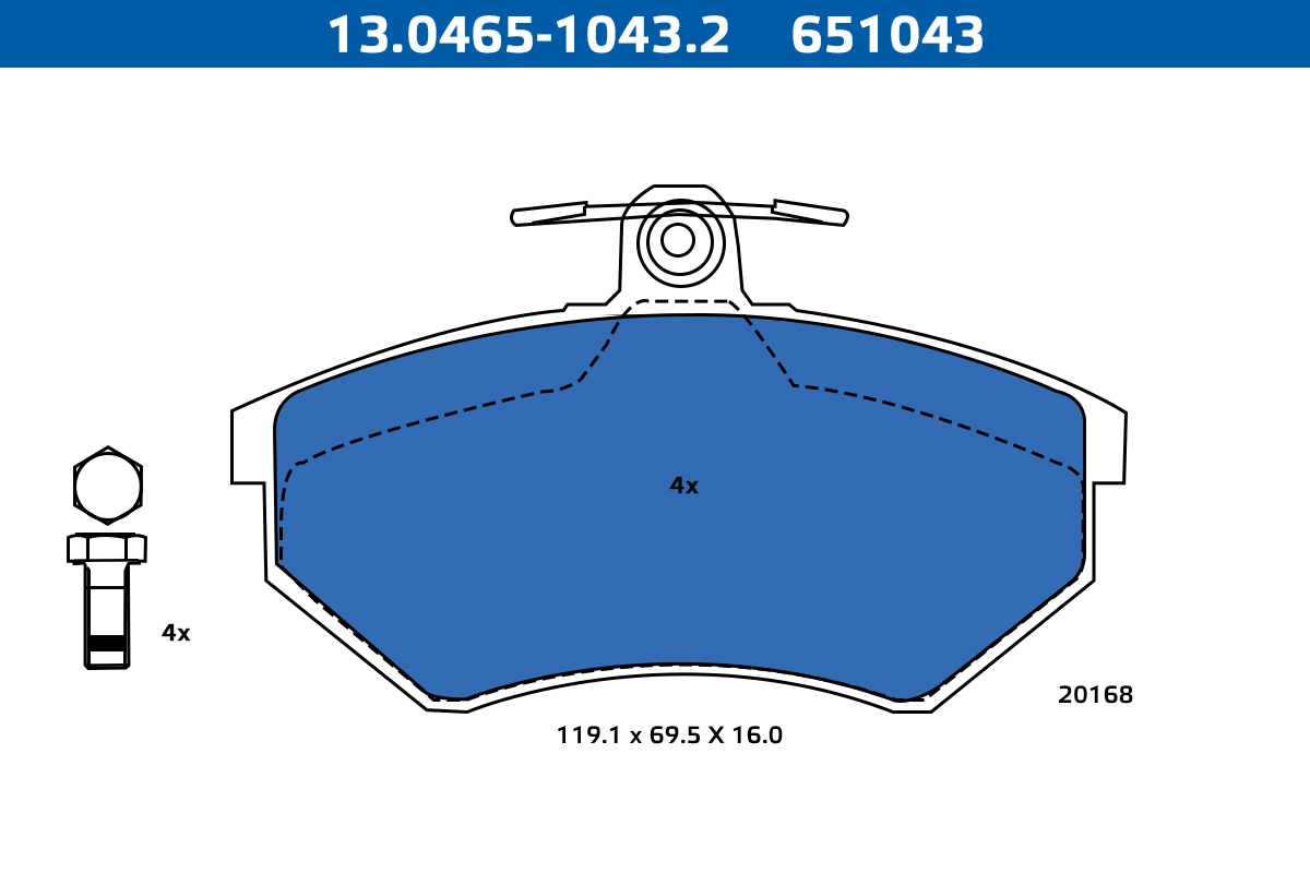 Kit de plaquettes de frein, frein à disque ATE-APAC 13.0465-1043.2