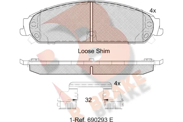 Kit de plaquettes de frein, frein à disque R BRAKE RB2068