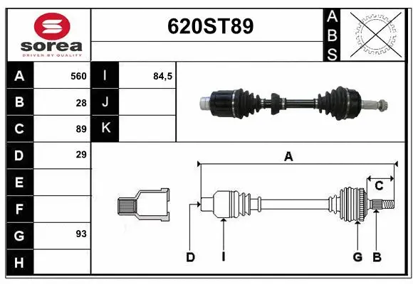 Arbre de transmission STARTCAR 620ST89