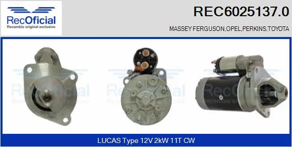 Démarreur RECOFICIAL REC6025137.0