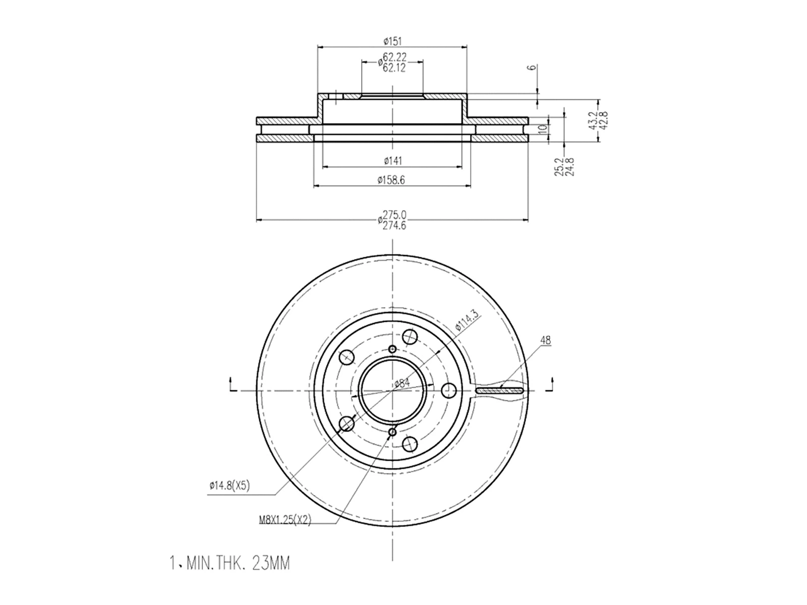 Disque de frein A.Z. Meisterteile AZMT-44-024-1123