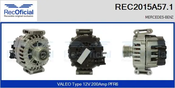 Alternateur RECOFICIAL REC2015A57.1