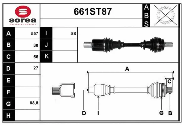 Arbre de transmission STARTCAR 661ST87