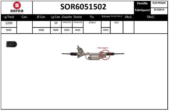 Crémaillère de direction STARTCAR SOR6051502