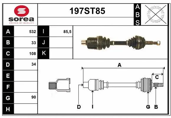 Arbre de transmission STARTCAR 197ST85