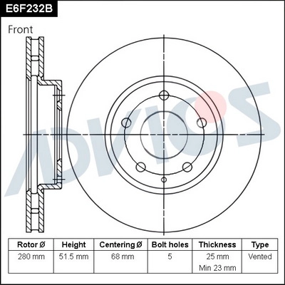 Disque de frein ADVICS E6F232B