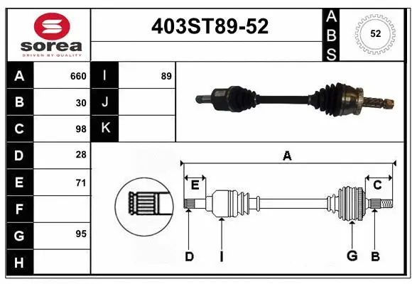Arbre de transmission STARTCAR 403ST89-52