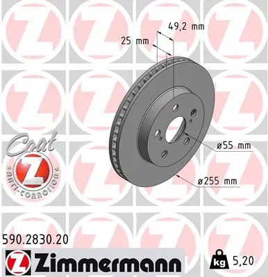 Disque de frein ZIMMERMANN 590.2830.20
