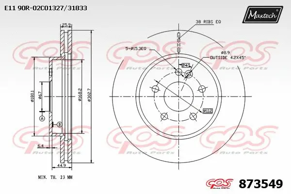 Disque de frein MAXTECH 873549