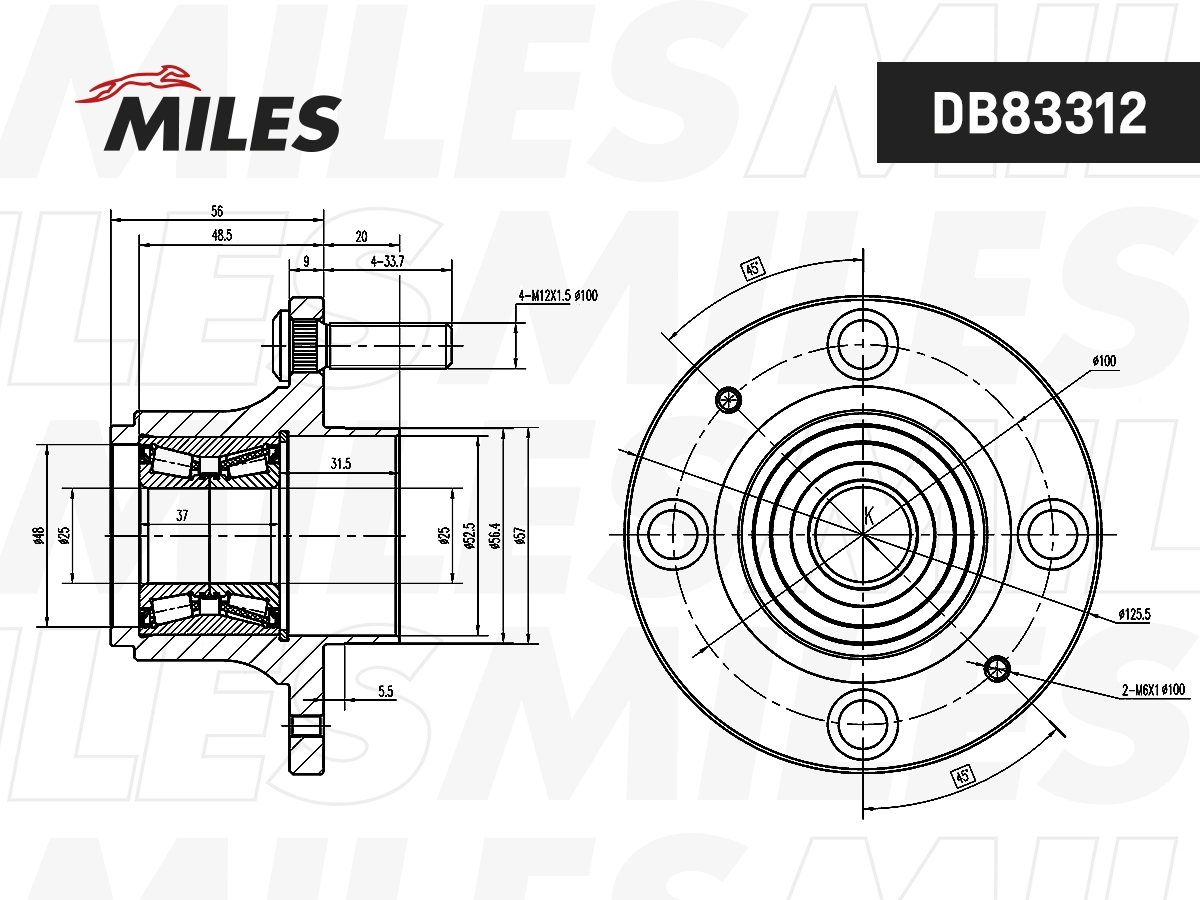 Kit de roulements de roue MILES DB83312