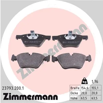 Kit de plaquettes de frein, frein à disque ZIMMERMANN 23793.200.1