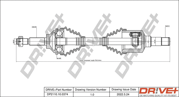 Arbre de transmission Dr!ve+ DP2110.10.0374