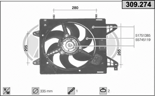 Ventilateur, refroidissement du moteur AHE 309.274
