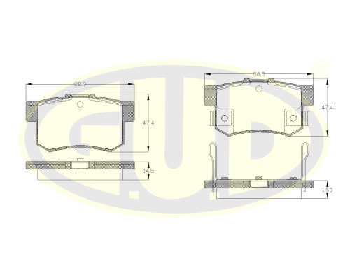 Kit de plaquettes de frein, frein à disque G.U.D. GBP032532