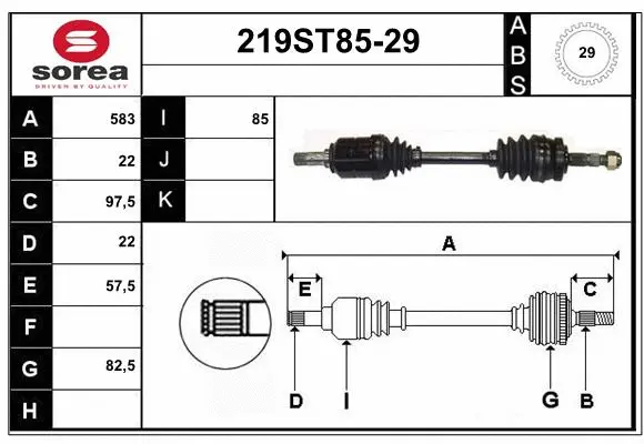 Arbre de transmission STARTCAR 219ST85-29