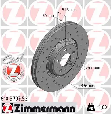 Disque de frein ZIMMERMANN 610.3707.52