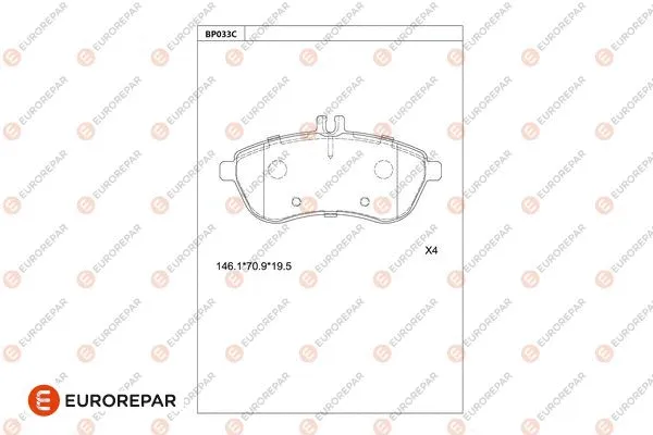 Kit de plaquettes de frein, frein à disque EUROREPAR 1681235780