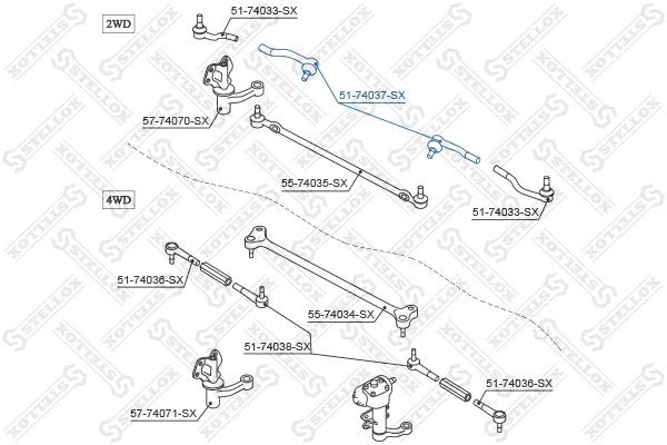 Rotule de barre de connexion STELLOX 51-74037-SX