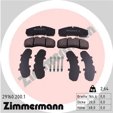 Kit de plaquettes de frein, frein à disque ZIMMERMANN 29160.200.1