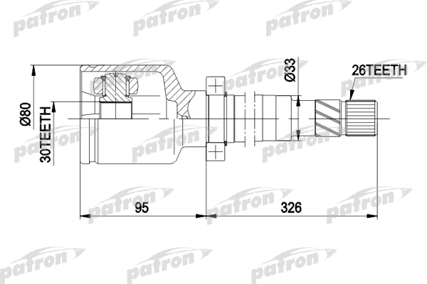 Jeu de joints, arbre de transmission PATRON PCV3033