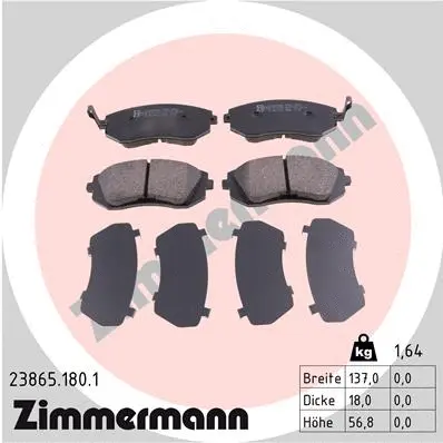 Kit de plaquettes de frein, frein à disque ZIMMERMANN 23865.180.1