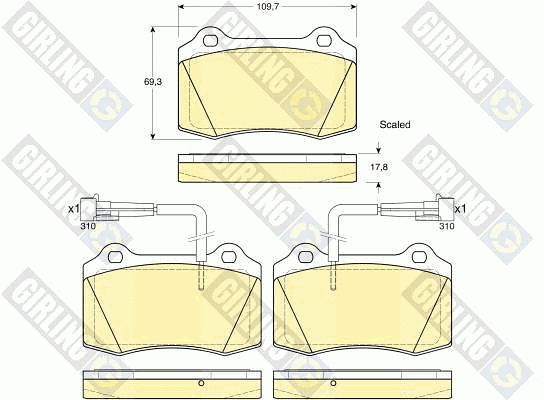 Kit de plaquettes de frein, frein à disque GIRLING 6113929
